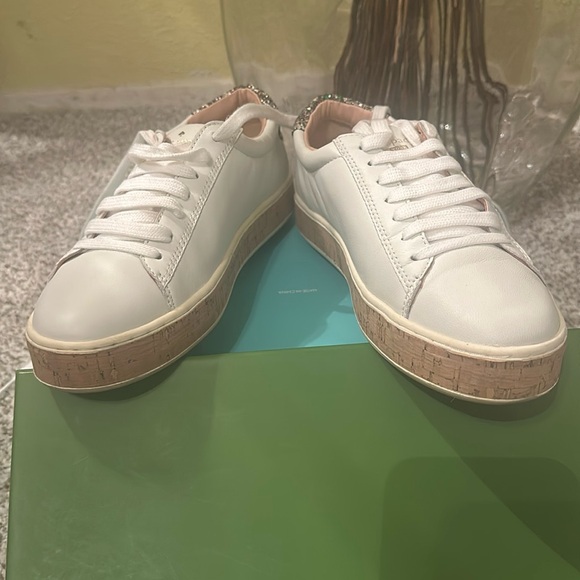 Like new white pair with glitter on back Kate Spade sneakers - Picture 1 of 8